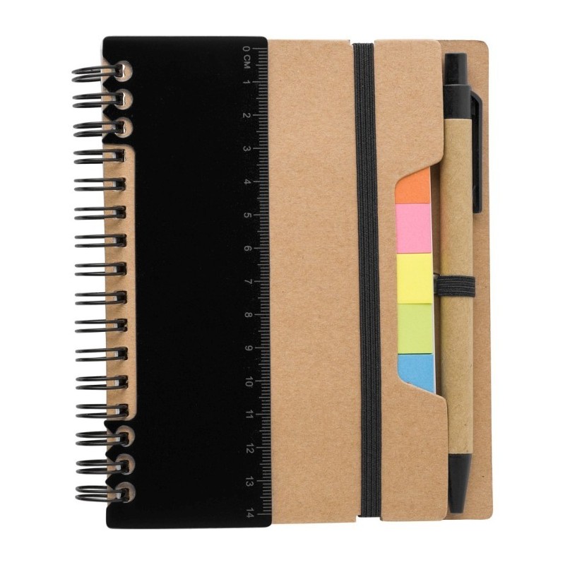 Memohalter, Notizbuch, Haftnotizen, Kugelschreiber - Schwarz