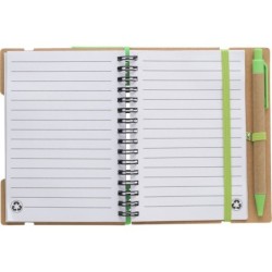 Memohalter, Notizbuch, Haftnotizen, Kugelschreiber - Hellgrün