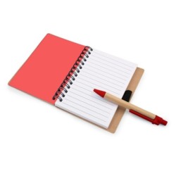 Notizbuch ca. A6 "lächelndes Gesicht" mit Kugelschreiber - Rot
