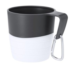 Faltbarer Reisebecher 340 ml mit Karabiner - Weiß