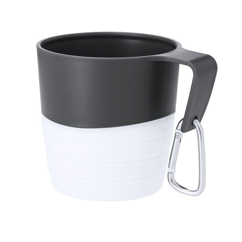 Faltbarer Reisebecher 340 ml mit Karabiner - Weiß