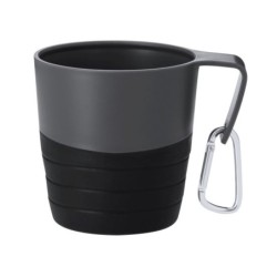 Faltbarer Reisebecher 340 ml mit Karabiner - Schwarz