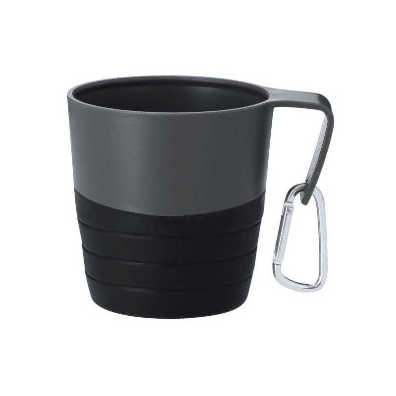 Faltbarer Reisebecher 340 ml mit Karabiner - Schwarz
