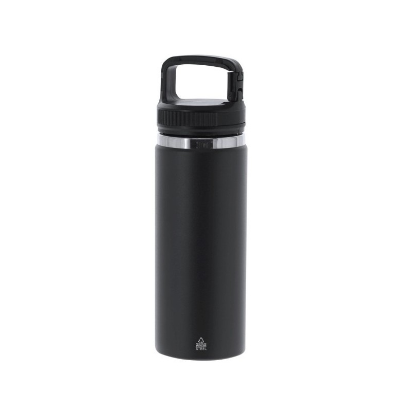 Thermoflasche aus recyceltem Edelstahl 550 ml - Schwarz