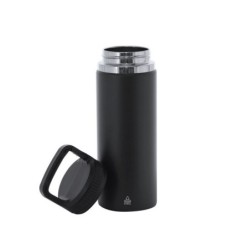 Thermoflasche aus recyceltem Edelstahl 550 ml - Schwarz