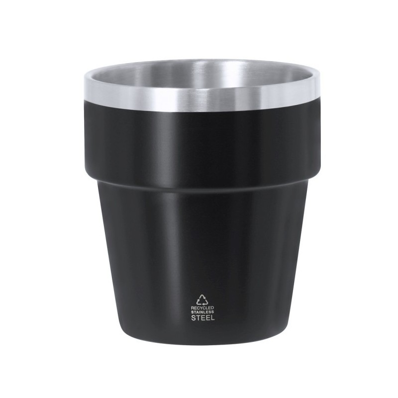 Becher aus recyceltem Edelstahl 250 ml - Schwarz