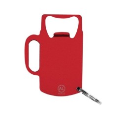 Schlüsselanhänger aus recyceltem Aluminium, Flaschenöffner - Rot