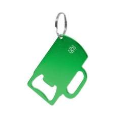 Schlüsselanhänger aus recyceltem Aluminium, Flaschenöffner - Grün