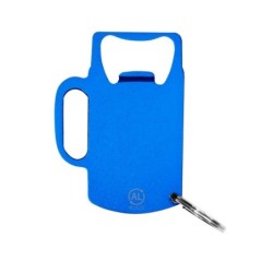 Schlüsselanhänger aus recyceltem Aluminium, Flaschenöffner - Blau