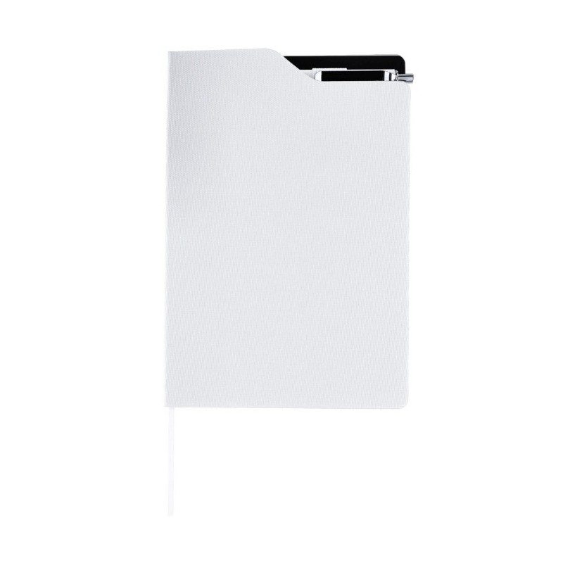 Notizbuch ca. A5 mit Kugelschreiber - Weiß