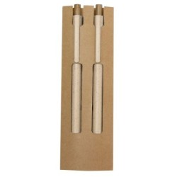 Schreibset aus Weizenstroh, Kugelschreiber und „ Ewiger“ Bleistift - Braun