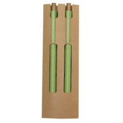 Schreibset aus Weizenstroh, Kugelschreiber und „ Ewiger“ Bleistift - Grün