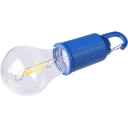 Hängelampe „Glühbirne“, Karabinerhaken - Dunkelblau