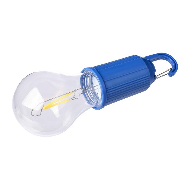 Hängelampe „Glühbirne“, Karabinerhaken - Dunkelblau