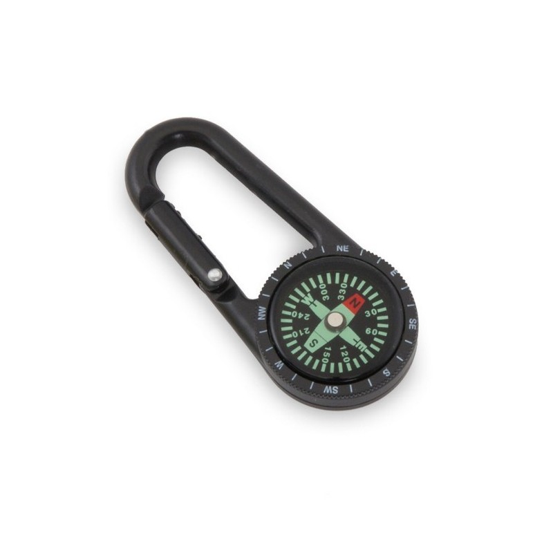 Kompass mit Karabinerhaken - Schwarz