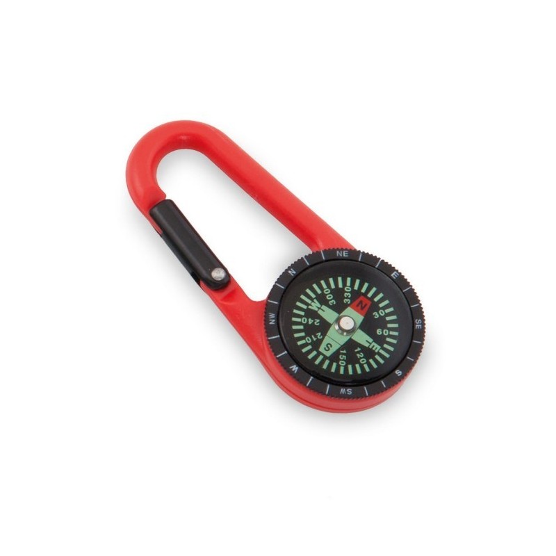 Kompass mit Karabinerhaken - Rot