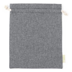 Recycelter Baumwollbeutel mit Kordelzug, groß - Schwarz