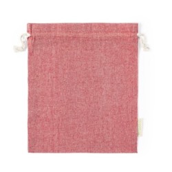 Recycelter Baumwollbeutel mit Kordelzug, groß - Rot