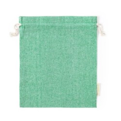 Recycelter Baumwollbeutel mit Kordelzug, groß - Grün