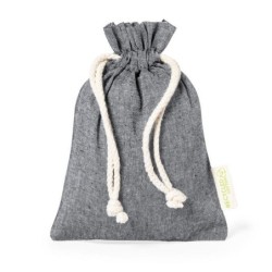 Recycelter Baumwollbeutel mit Kordelzug, klein - Schwarz