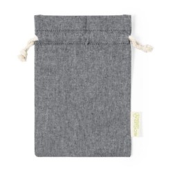 Recycelter Baumwollbeutel mit Kordelzug, klein - Schwarz