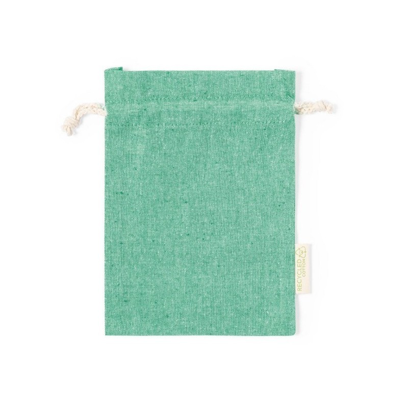 Recycelter Baumwollbeutel mit Kordelzug, klein - Grün