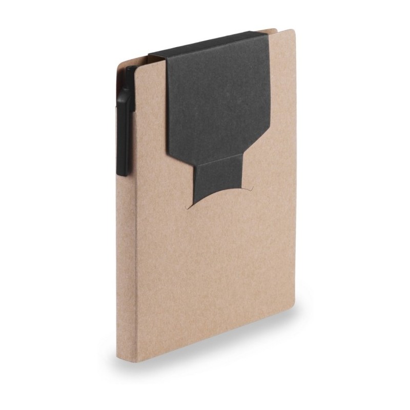 Haftnotizenset, Notizbuch A6, Haftnotizen, Kugelschreiber - Schwarz