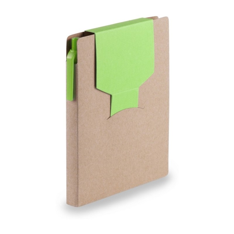 Haftnotizenset, Notizbuch A6, Haftnotizen, Kugelschreiber - Hellgrün