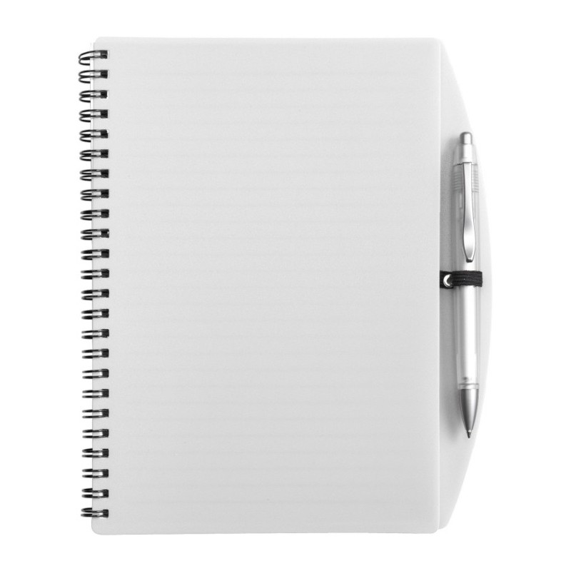 Notizbuch ca. A5 mit Kugelschreiber - Weiß