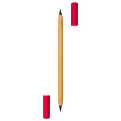 Kugelschreiber aus Bambus 2 in 1, Bleistift "Ewiger" | Mikayla - Rot