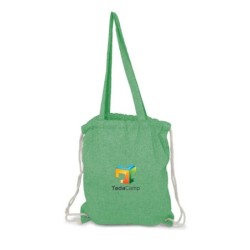 Recycelte Baumwolltasche 2 in 1, Beutel mit Kordelzug und Einkaufstasche | Jamarion - Grün