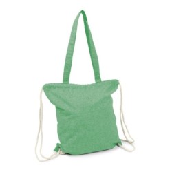 Recycelte Baumwolltasche 2 in 1, Beutel mit Kordelzug und Einkaufstasche | Jamarion - Grün