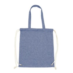 Recycelte Baumwolltasche 2 in 1, Beutel mit Kordelzug und Einkaufstasche | Jamarion - Blau