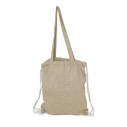 Recycelte Baumwolltasche 2 in 1, Beutel mit Kordelzug und Einkaufstasche | Jamarion - Beige