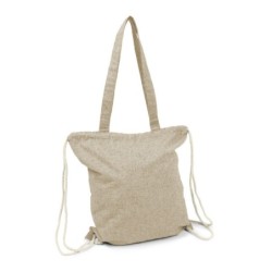Recycelte Baumwolltasche 2 in 1, Beutel mit Kordelzug und Einkaufstasche | Jamarion - Beige