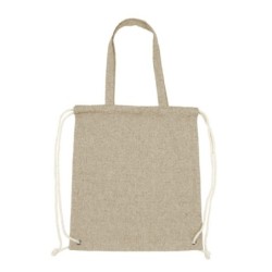 Recycelte Baumwolltasche 2 in 1, Beutel mit Kordelzug und Einkaufstasche | Jamarion - Beige