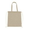 Recycelte Baumwolltasche 2 in 1, Beutel mit Kordelzug und Einkaufstasche | Jamarion - Beige