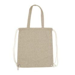 Recycelte Baumwolltasche 2 in 1, Beutel mit Kordelzug und Einkaufstasche | Jamarion - Beige