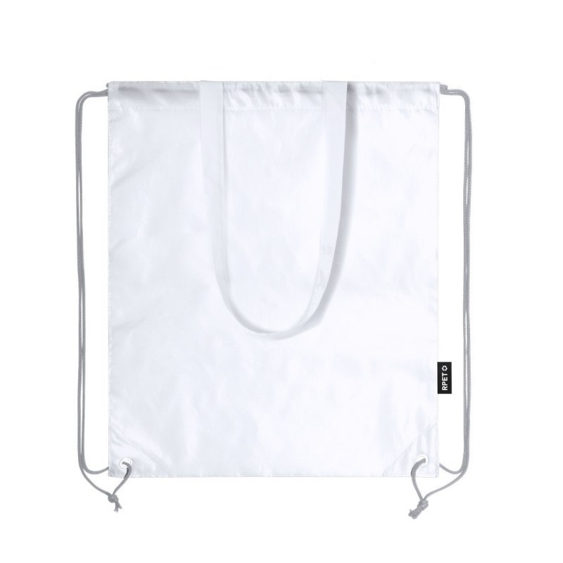 RPET-Kordelzugbeutel, Einkaufstasche - Weiß