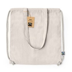Kordelzugtasche aus recycelter Baumwolle, Einkaufstasche - Beige