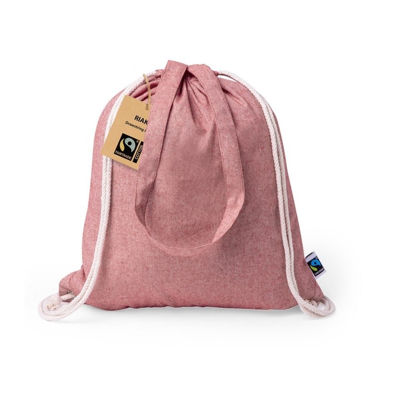 Kordelzugtasche aus recycelter Baumwolle, Einkaufstasche - Rot