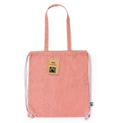 Kordelzugtasche aus recycelter Baumwolle, Einkaufstasche - Rot