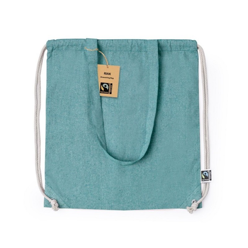 Kordelzugtasche aus recycelter Baumwolle, Einkaufstasche - Grün