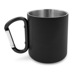 Recycelter Becher aus Edelstahl 280 ml mit Karabinerhaken | Pari - Schwarz