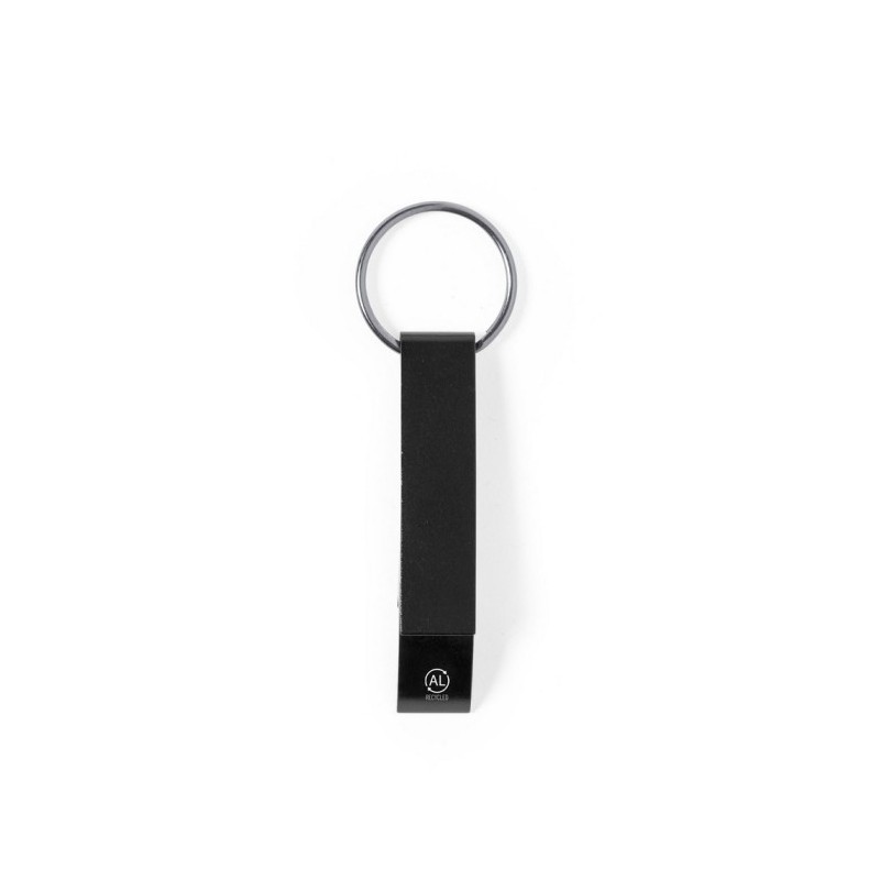 Schlüsselanhänger, Flaschenöffner aus recyceltem Aluminium - Schwarz