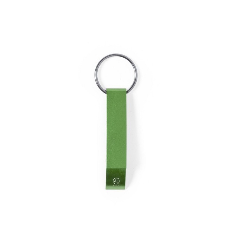Schlüsselanhänger, Flaschenöffner aus recyceltem Aluminium - Grün