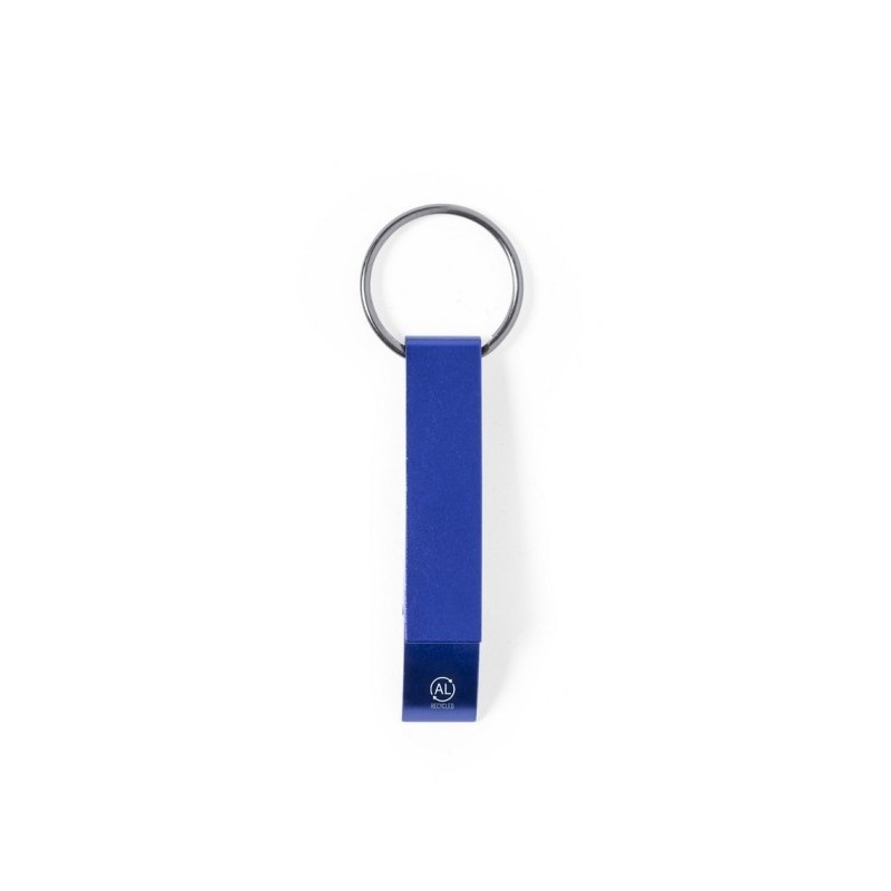 Schlüsselanhänger, Flaschenöffner aus recyceltem Aluminium - Blau