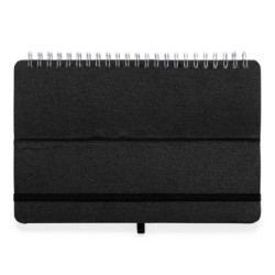 RPET-Notizbuch ca. A5, Telefonständer, Tabletständer - Schwarz