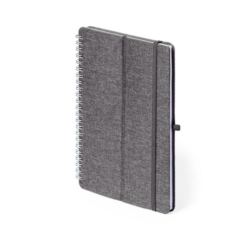 RPET-Notizbuch ca. A5, Telefonständer, Tabletständer - Grau