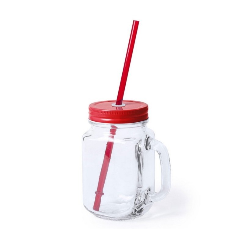 Trinkglas 500 ml mit Strohhalm